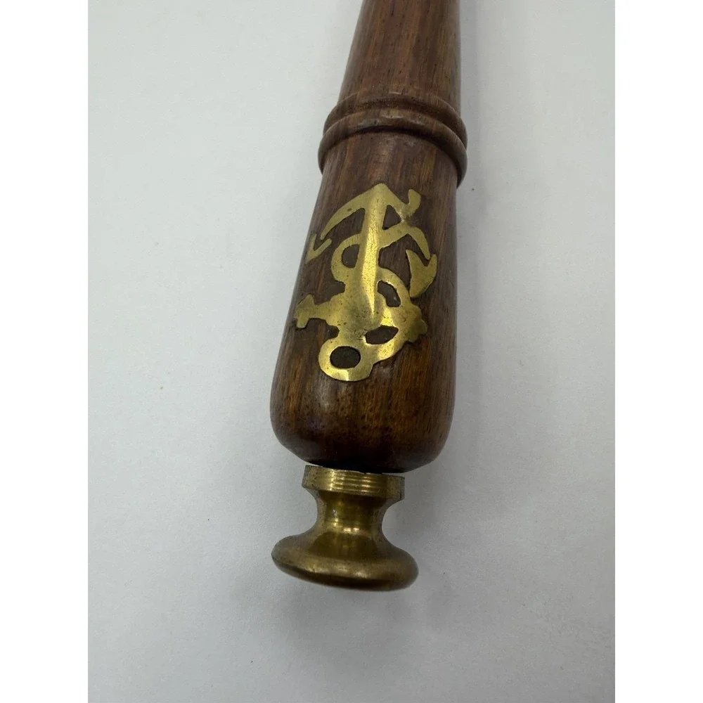 Brass Rectangular Magnifier with Wooden Handle & Nautical Brass Inlay